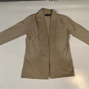 Tan Open Front Cardigan Sweater Lightweight Knit